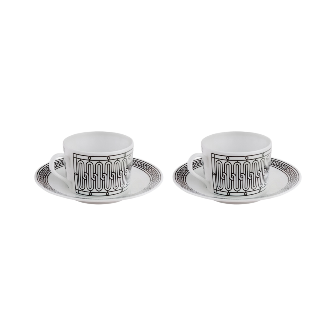 에르메스 H 데코 티 컵 & 소서 블랙 화이트 (2개 세트)(Hermes H Deco Tea Cup & Saucer Black White (Set of 2)) - 2