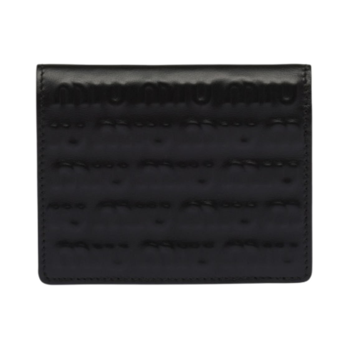 미우 미우 엠보스 레터링 로고 가죽 반지갑 블랙(Miu Miu Embossed Lettering Logo Small Leather Wallet Black) - 3