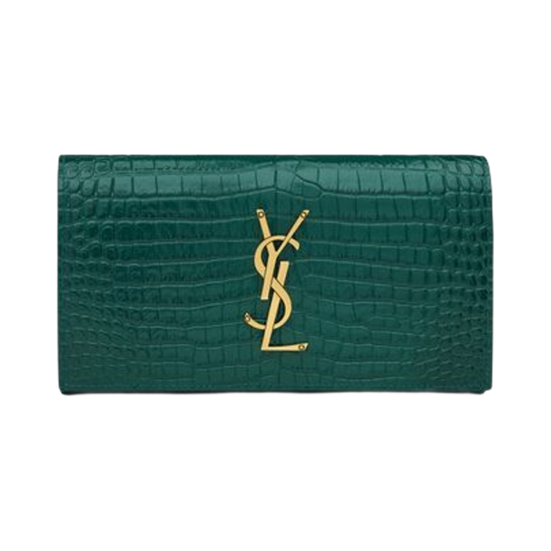 생로랑 카산드라 라지 플랩 월렛 크로커다일 엠보스 샤이니 레더 폴리지 그린(Saint Laurent Cassandre Large Flap Wallet in Crocodile-Embossed Shiny Leather Foliage Green) - 1