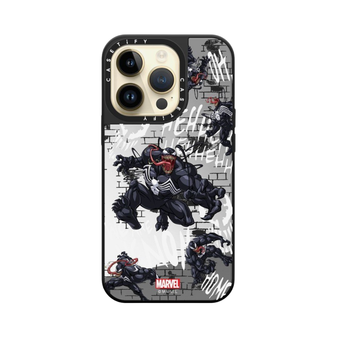 케이스티파이 x 마블 아이폰 베놈 패턴 맥세이프 미러 케이스 실버 미러 블랙 범퍼(Casetify x Marvel iPhone Venom Pattern Magsafe Mirror Case Silver Mirror Black Bumper) - 4