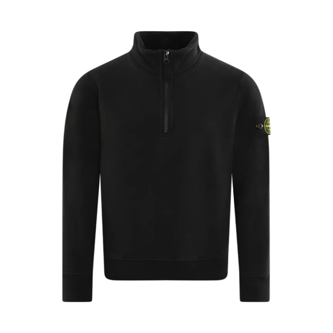 811661020-V0029 (Kids) Stone Island 61020 Garment Dyed Cotton Fleece Half Zip Sweatshirt Black - 24FW