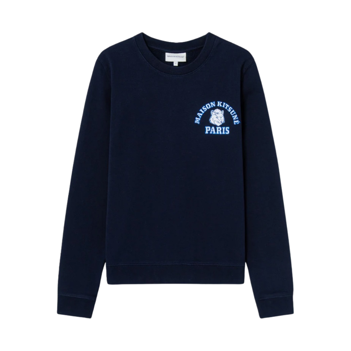 (W) 메종 키츠네 폭스 헤드 자수 레귤러 스웨트셔츠 네이비 - 한국 한정((W) Maison Kitsune Fox Head Embroidered Regular Sweatshirt Navy - Korea Exclusive) - 1