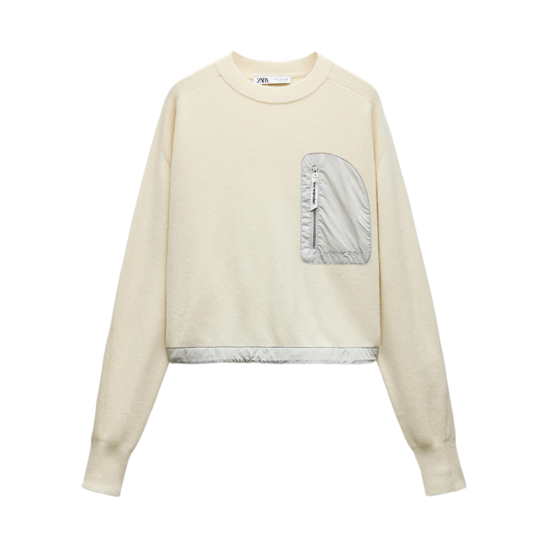 (W) 자라 x 앤드 원더 니트 울 블렌드 스웨트셔츠 에크루((W) Zara x And Wander Knit Wool Blend Sweatshirt Ecru)