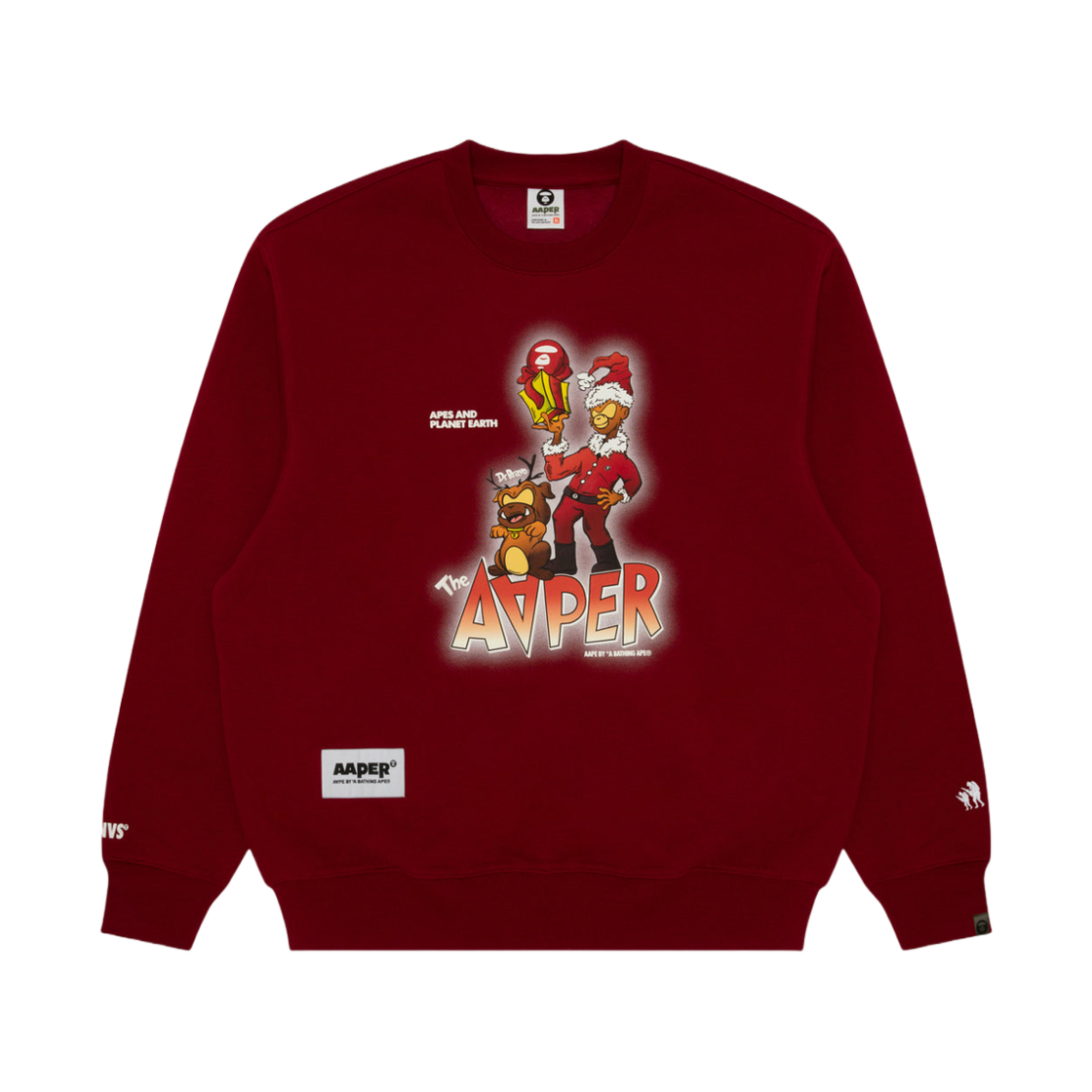 베이프 에이퍼 크루넥 스웨트셔츠 버건디(BAPE AAPER Crew Neck Sweatshirt Burgundy) - 1
