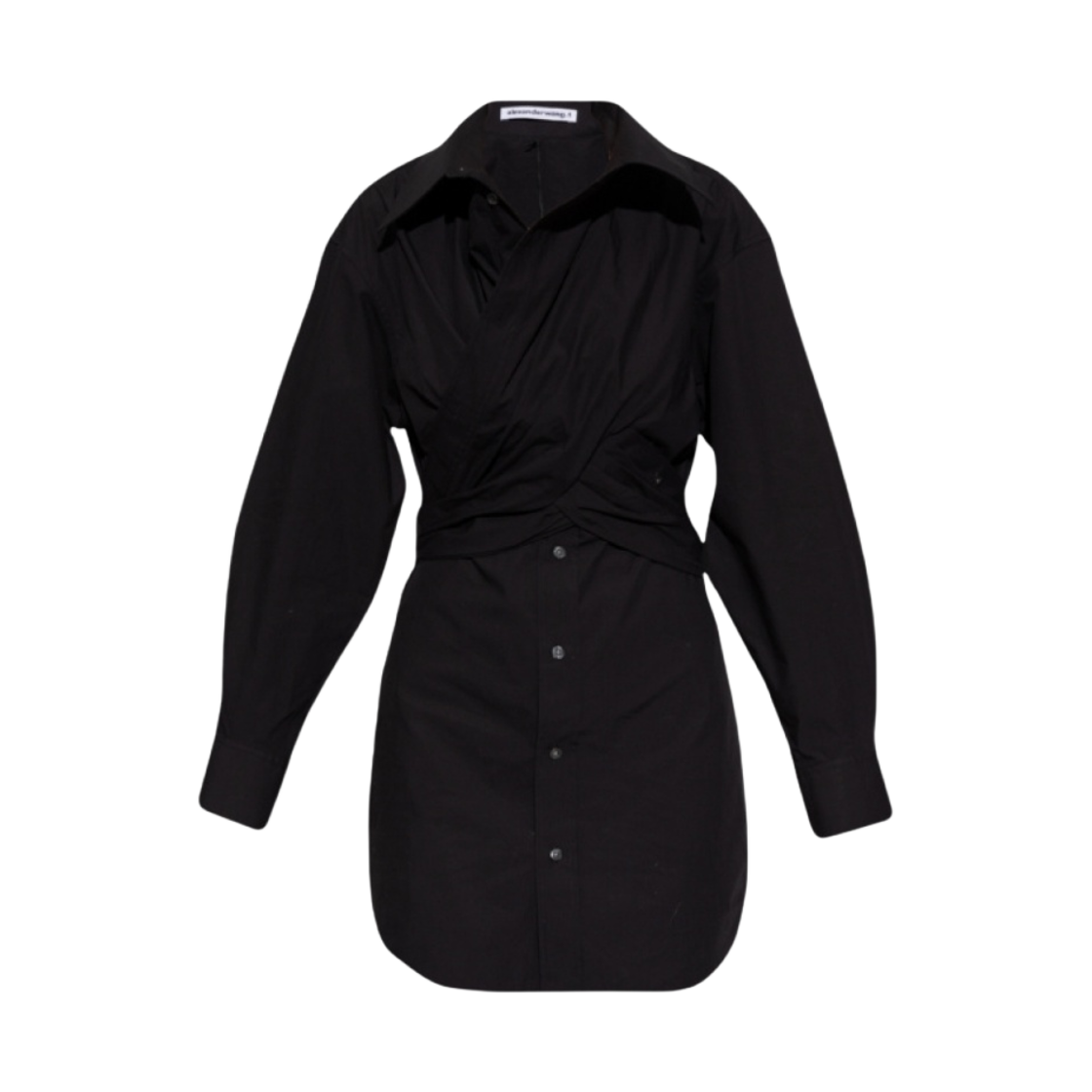 (W) 알렉산더 왕 드레이프 미니 셔츠 드레스 블랙((W) Alexander Wang Draped Mini Shirt Dress Black)