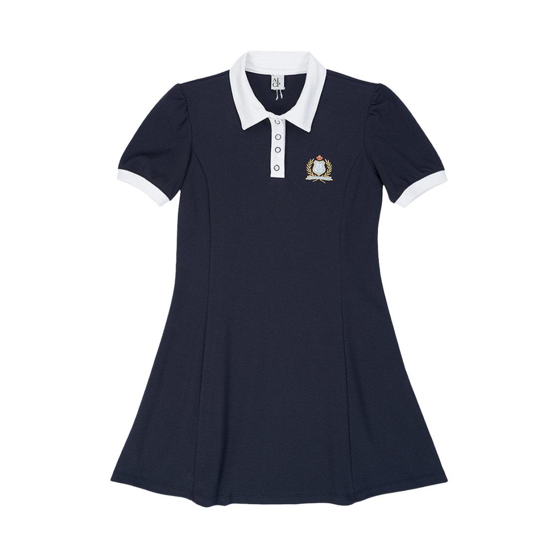 올인컴플리트 퍼프 플레어 피케 원피스 네이비(Allincomplete Puff Flared PK One-Piece Navy)