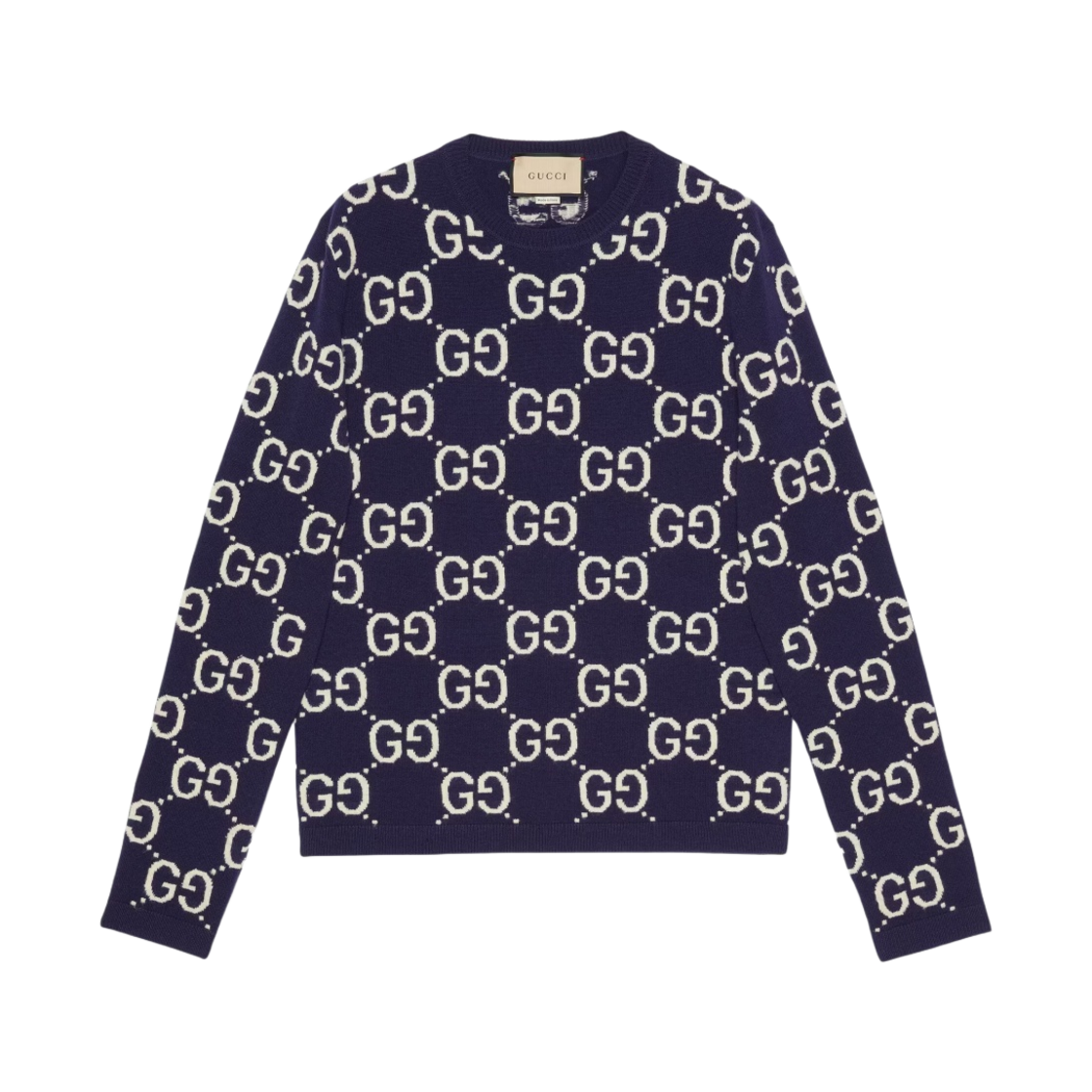 구찌 GG 울 자카드 스웨터 블루 아이보리 | Gucci | KREAM
