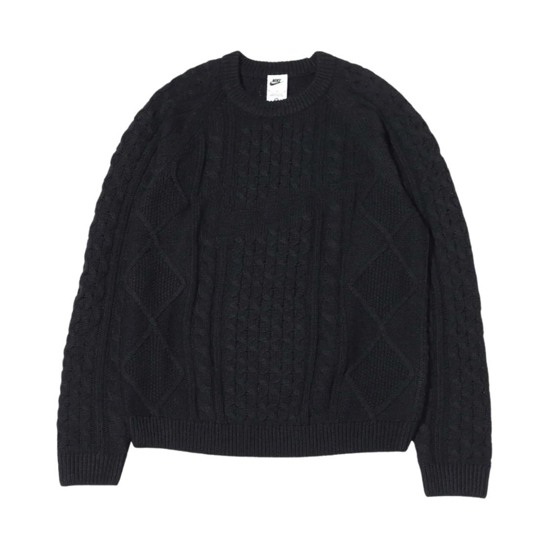 나이키 케이블 니트 롱슬리브 스웨터 블랙 - 아시아(Nike Cable Knit LS Sweater Black - Asia)