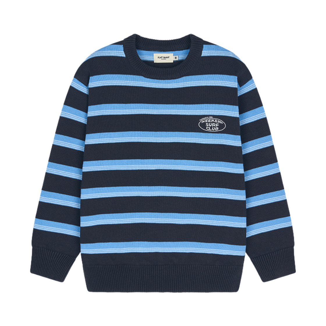 Aav Round Navy Flatwave in Seoul Aav Stripe Vintage Cotton Round Knit Navy