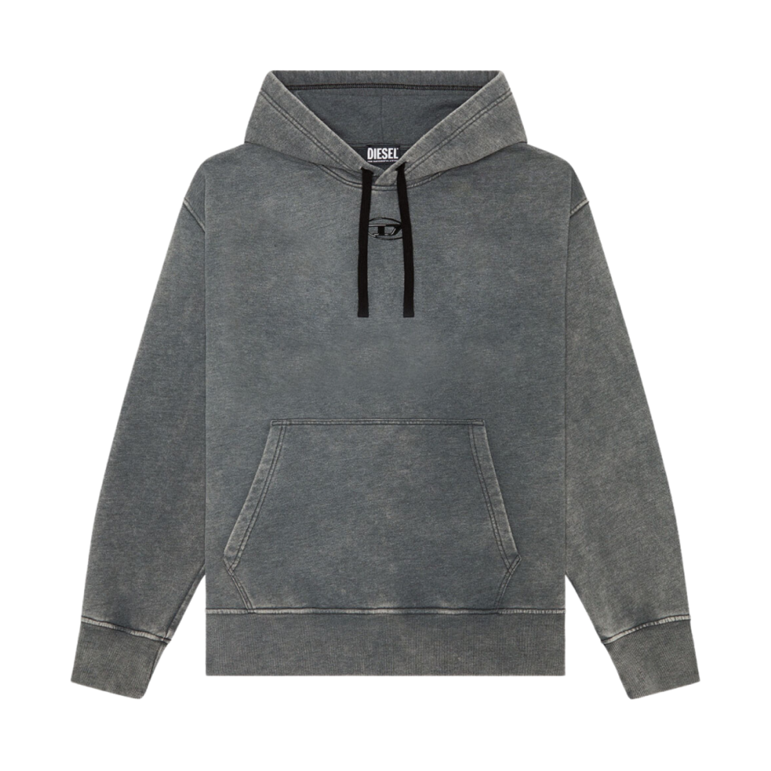 디젤 S-맥스-후드-G2 로고 오버다이드 후드 블랙(Diesel S-Macs-Hood-G2 Overdyed Hoodie with Logo Black)