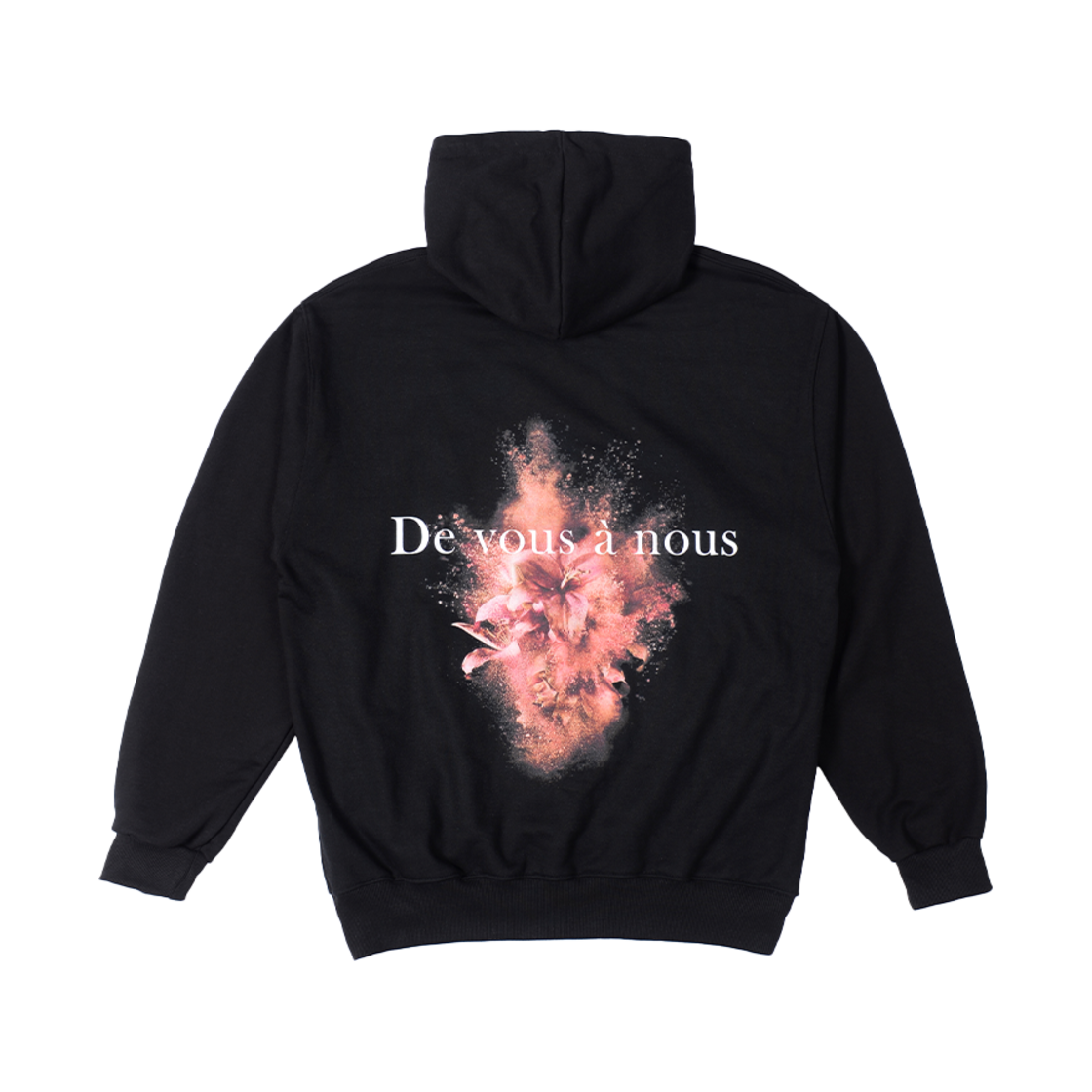 36 DVAN Magenta Flower Print Hoodie Black