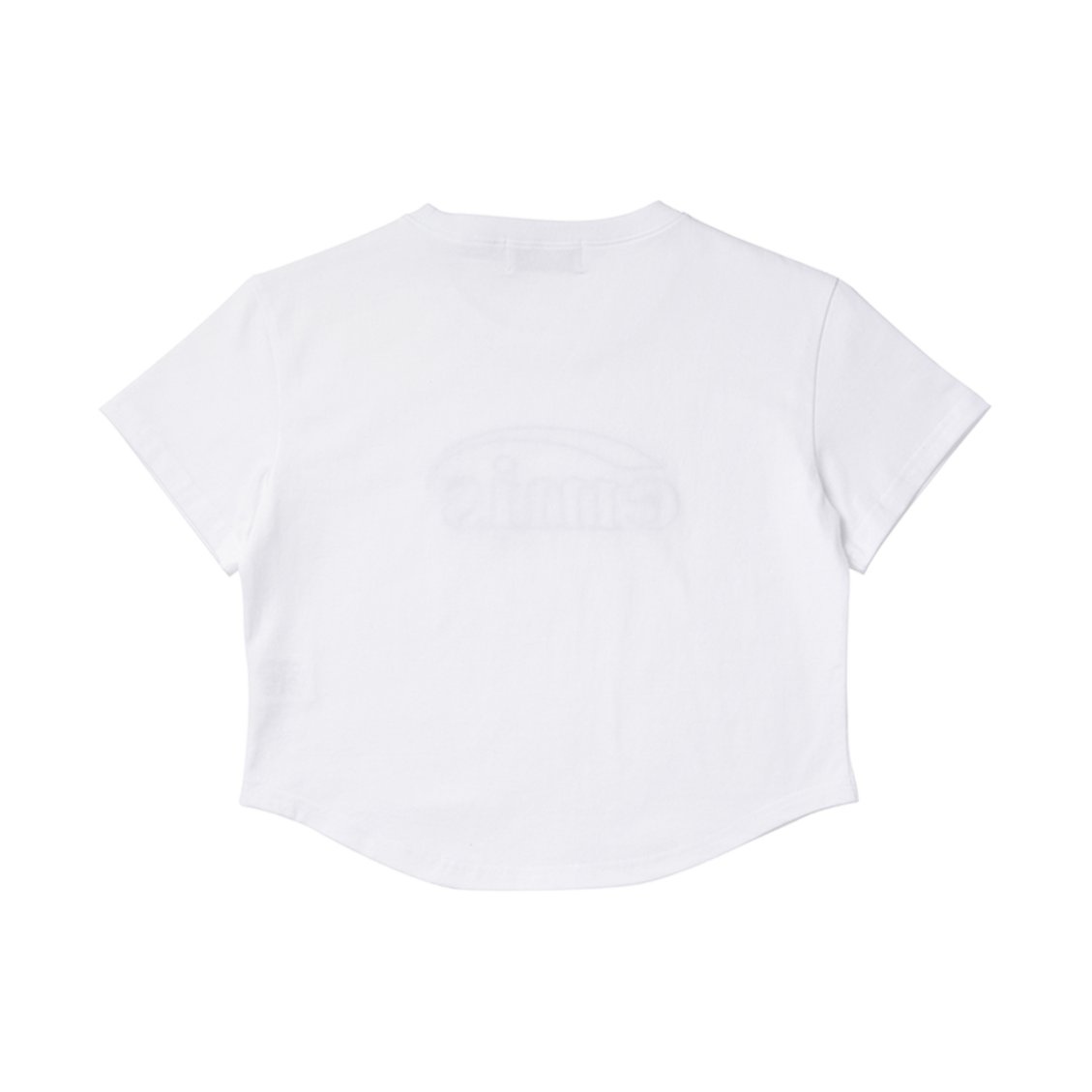 (W) 이미스 크롭 체인 스티치 티셔츠 화이트((W) Emis Cropped Chain Stitch T-Shirt White) - 2