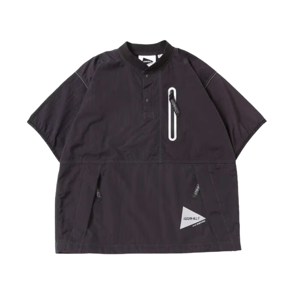 5744121412F010 And Wander x Gramicci Patchwork Wind T-Shirt Black