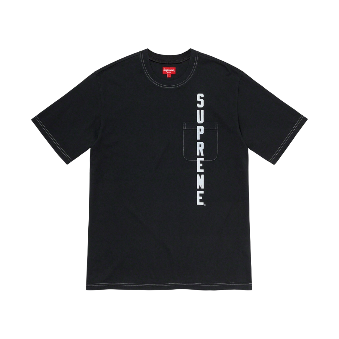 슈프림 콘트라스트 스티치 포켓 티셔츠 블랙 - 20SS(Supreme Contrast Stitch Pocket T-Shirt Black - 20SS) - 1