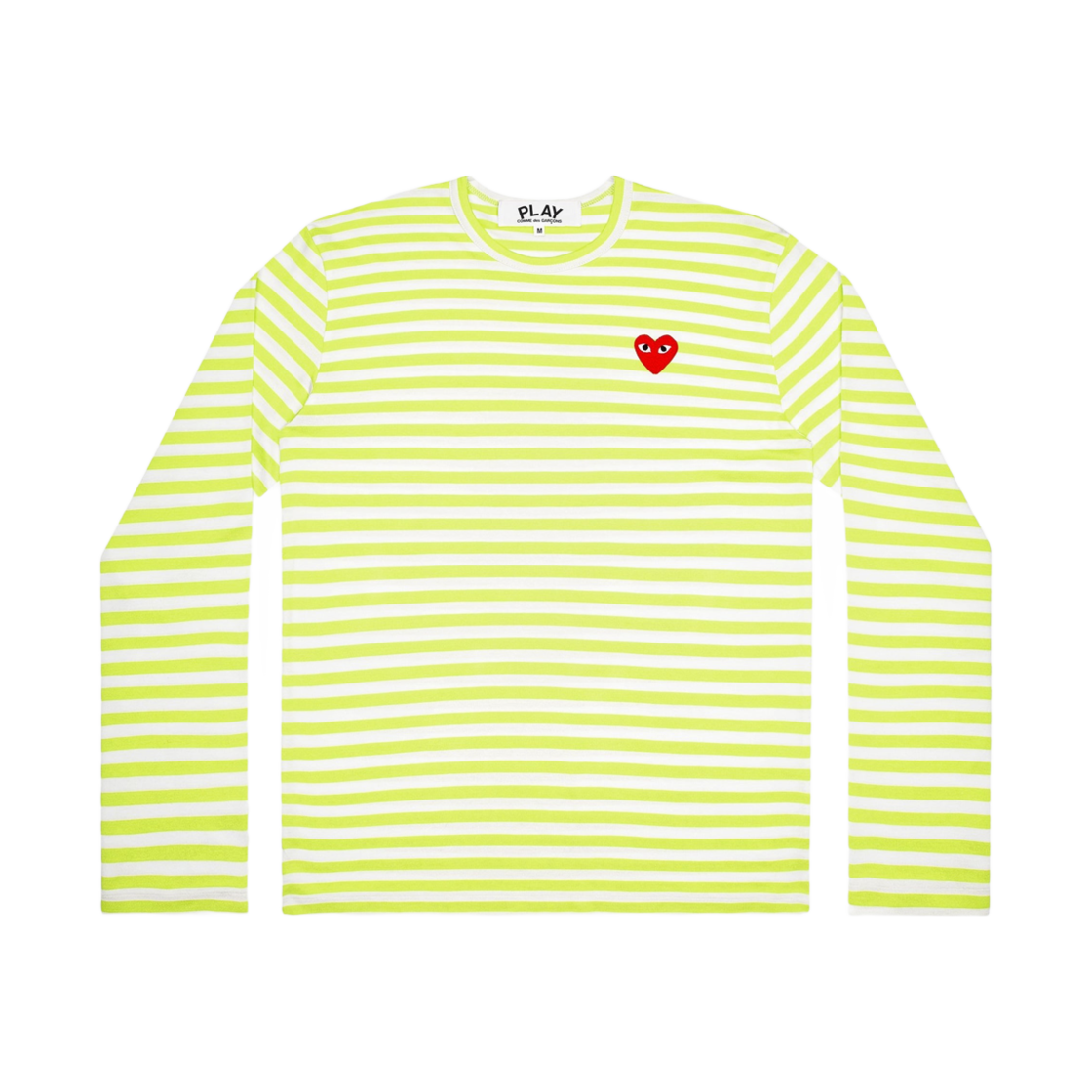 AX-T278-051-2 Play Comme des Garcons Red Heart Border Long Sleeve Green White