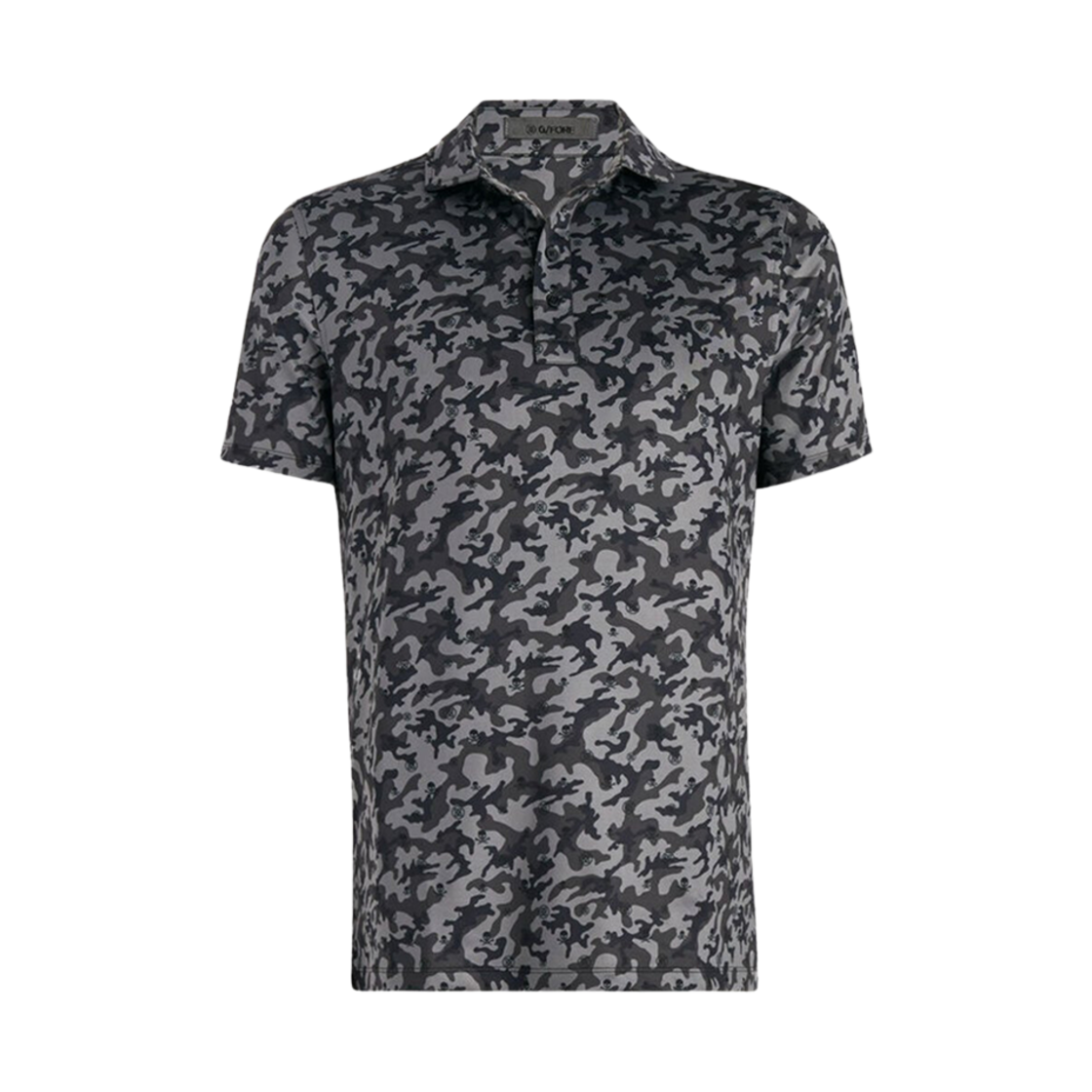 GMP000001 G/Fore Mapped Icon Camo Tech Jersey Modern Spread Collar Polo Onyx