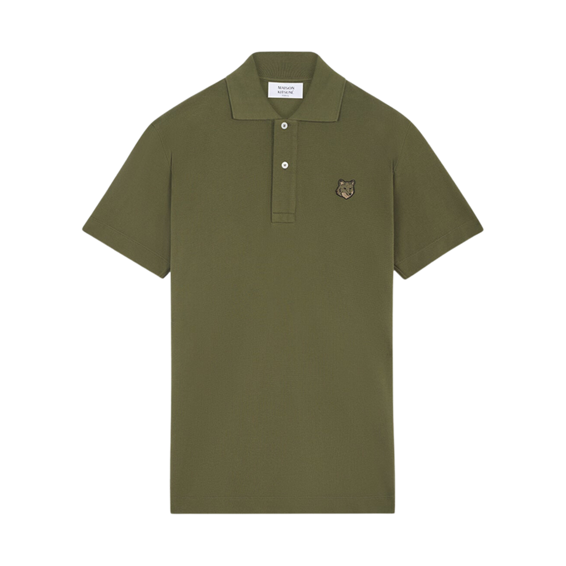 MM00210KJ7010-P384 Maison Kitsune Bold Fox Head Patch Comfort Polo Military Green