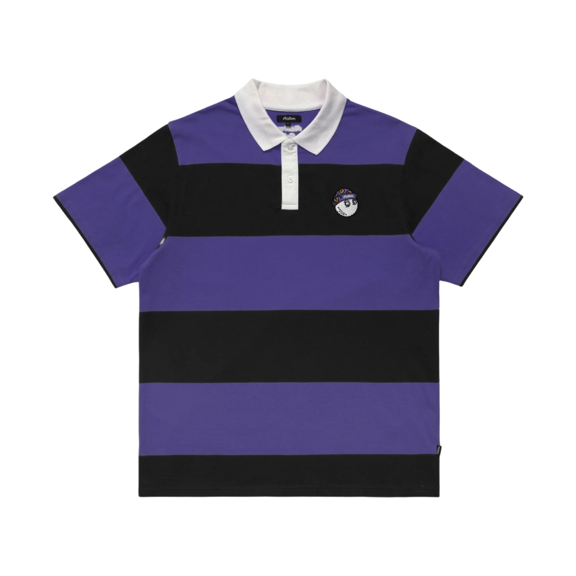 말본 골프 위즈 스트라이프 폴로 블랙 퍼플(Malbon Golf Wiz Striped Polo Black Purple) - 1