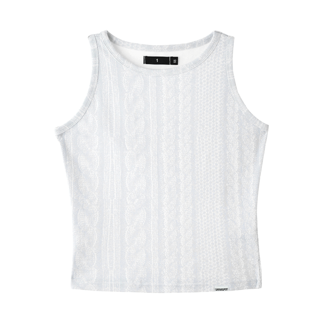 사파리스팟 우먼 1/2 니트 프린트 슬리브리스 아이보리