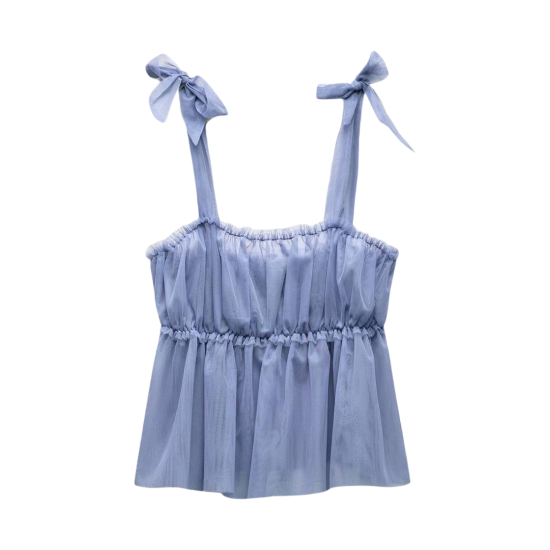 4772/901/900 (W) Zara Ribbon Tulle Top Blue