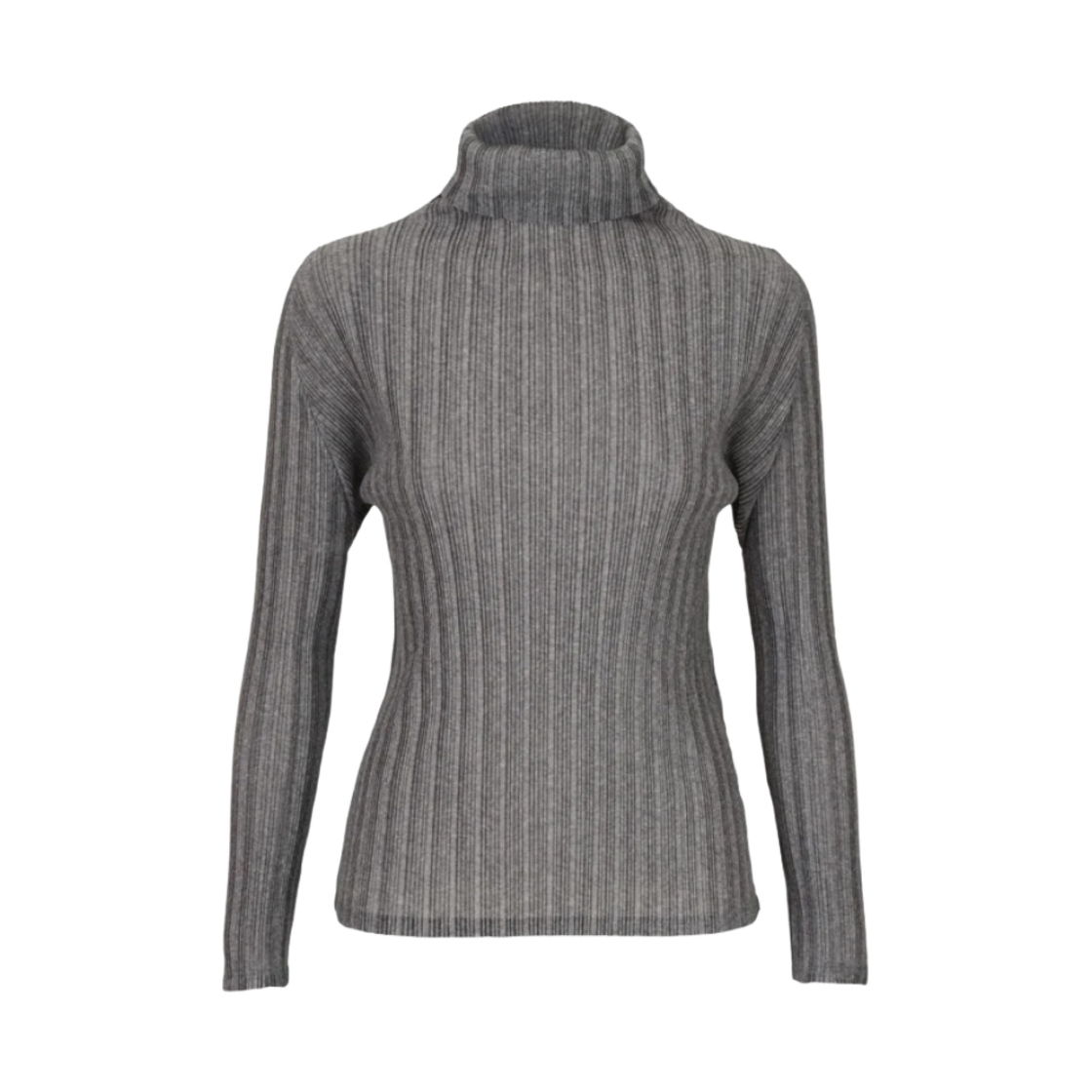 FK114-16 (W) Pleats Please Issey Miyake Rib Pleats Basics Top Light Gray