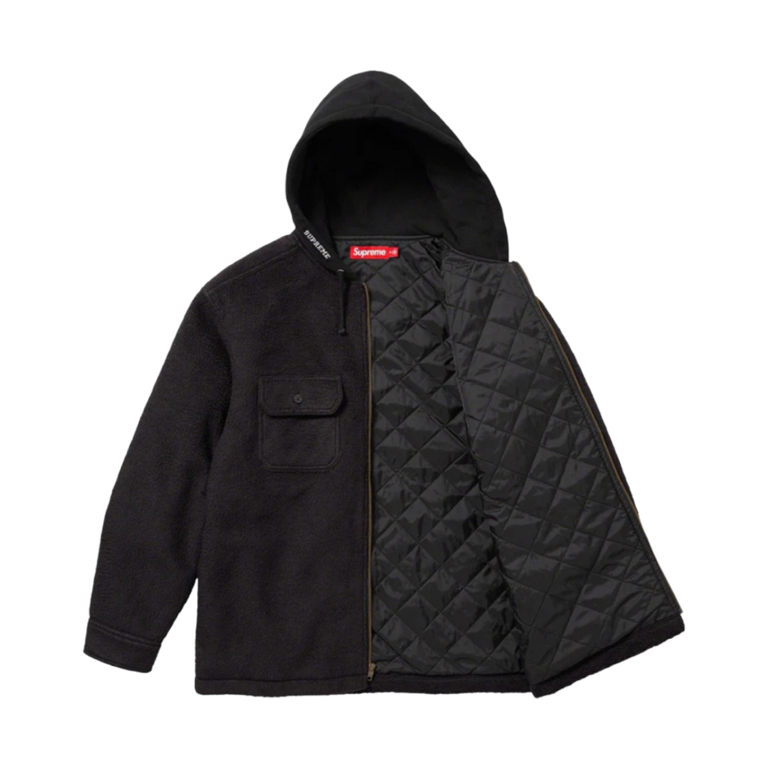 슈프림 플리스 집업 후드 셔츠 블랙 - 23FW(Supreme Fleece Zip Up Hooded Shirt Black - 23FW) - 2