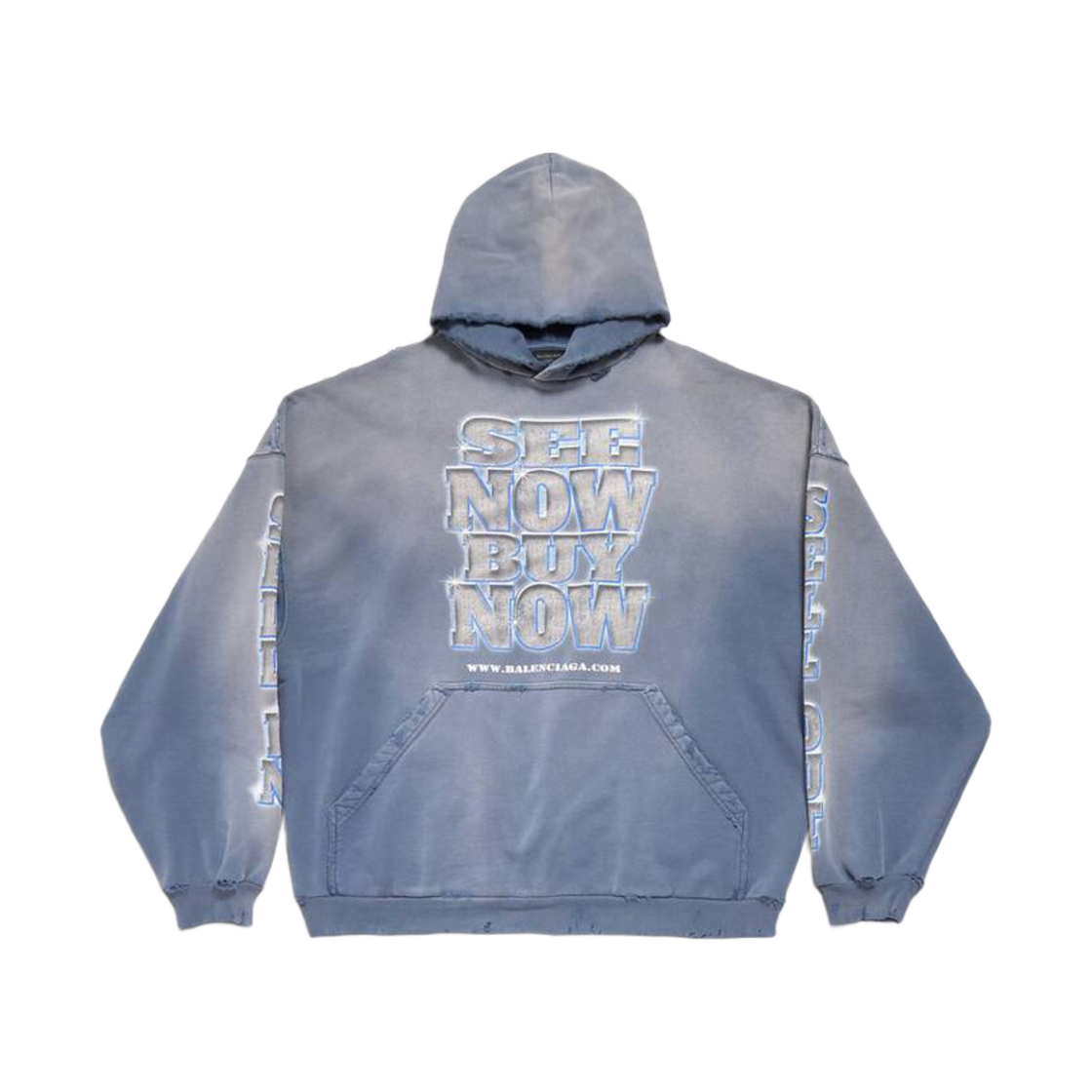 739024TQVE74108 Balenciaga SNBN Large Fit Hoodie Blue
