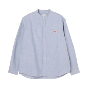 Danton Plain Oxford Band Collar Shirt Blue