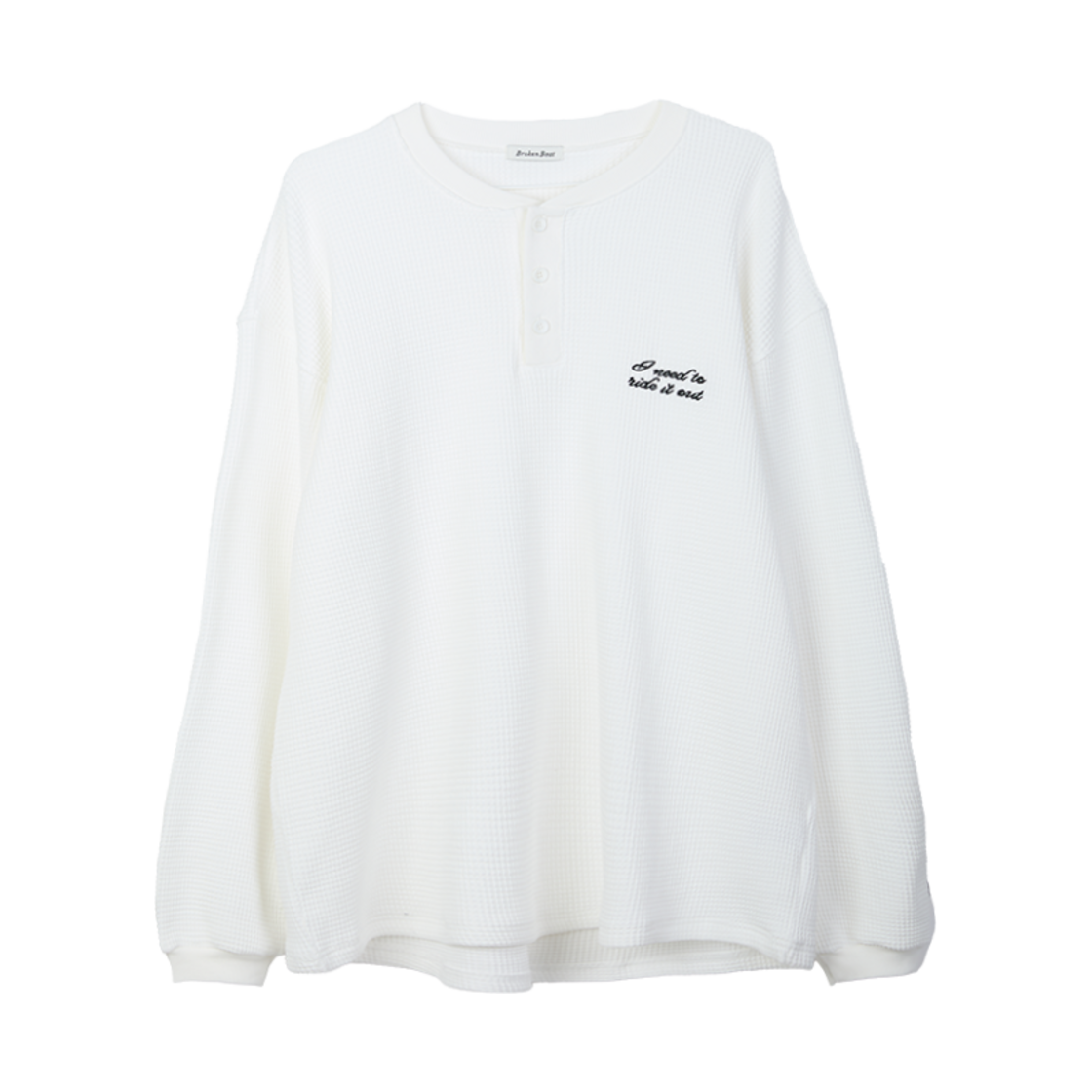 BB25LT005WH Broken Beat Henley Neck Long Sleeve Shirt White