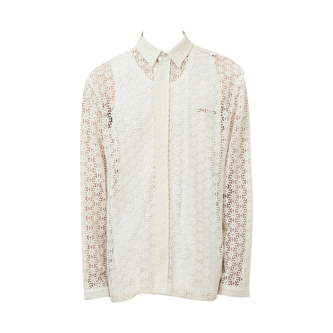 2201TMSH002UIF Typing Mistake Flower Pattern Crochet Shirts Ivory