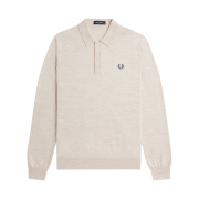 Fred Perry Classic Knitted LS Shirt Porridge Marl
