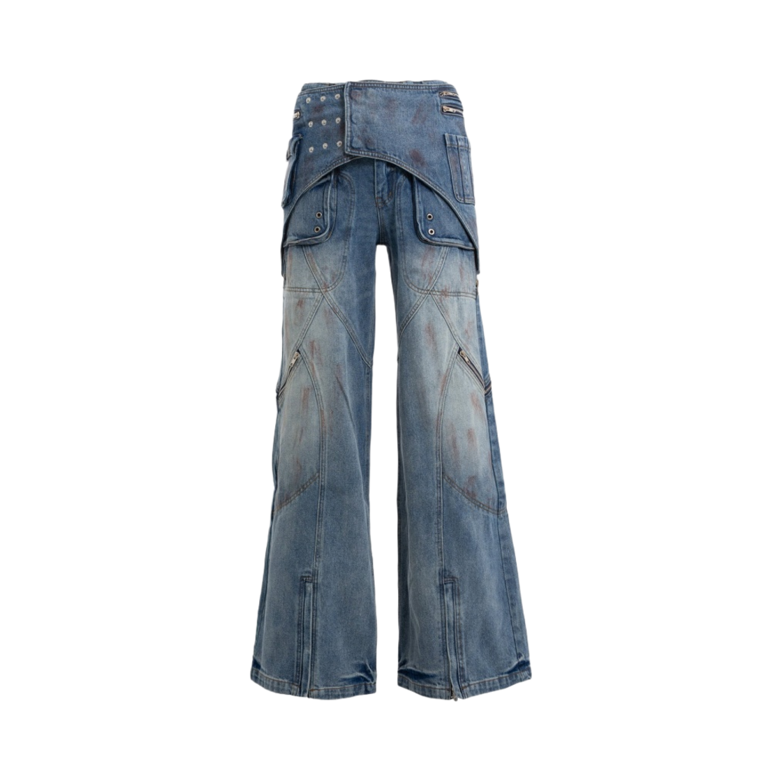 - No/Faith Studios Denim Flap Pants Blue