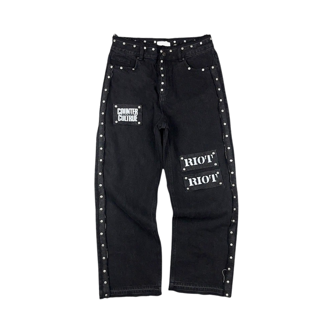 레저렉션13 리벳 & 패치워크 데님 팬츠 블랙