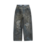 Balenciaga Patched Pockets Baggy Jeans Blue
