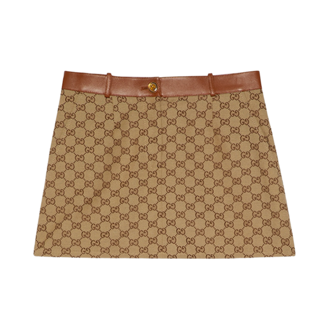 (W) 구찌 GG 캔버스 스커트 카멜 에보니((W) Gucci GG Canvas Skirt Camel Ebony) - 1