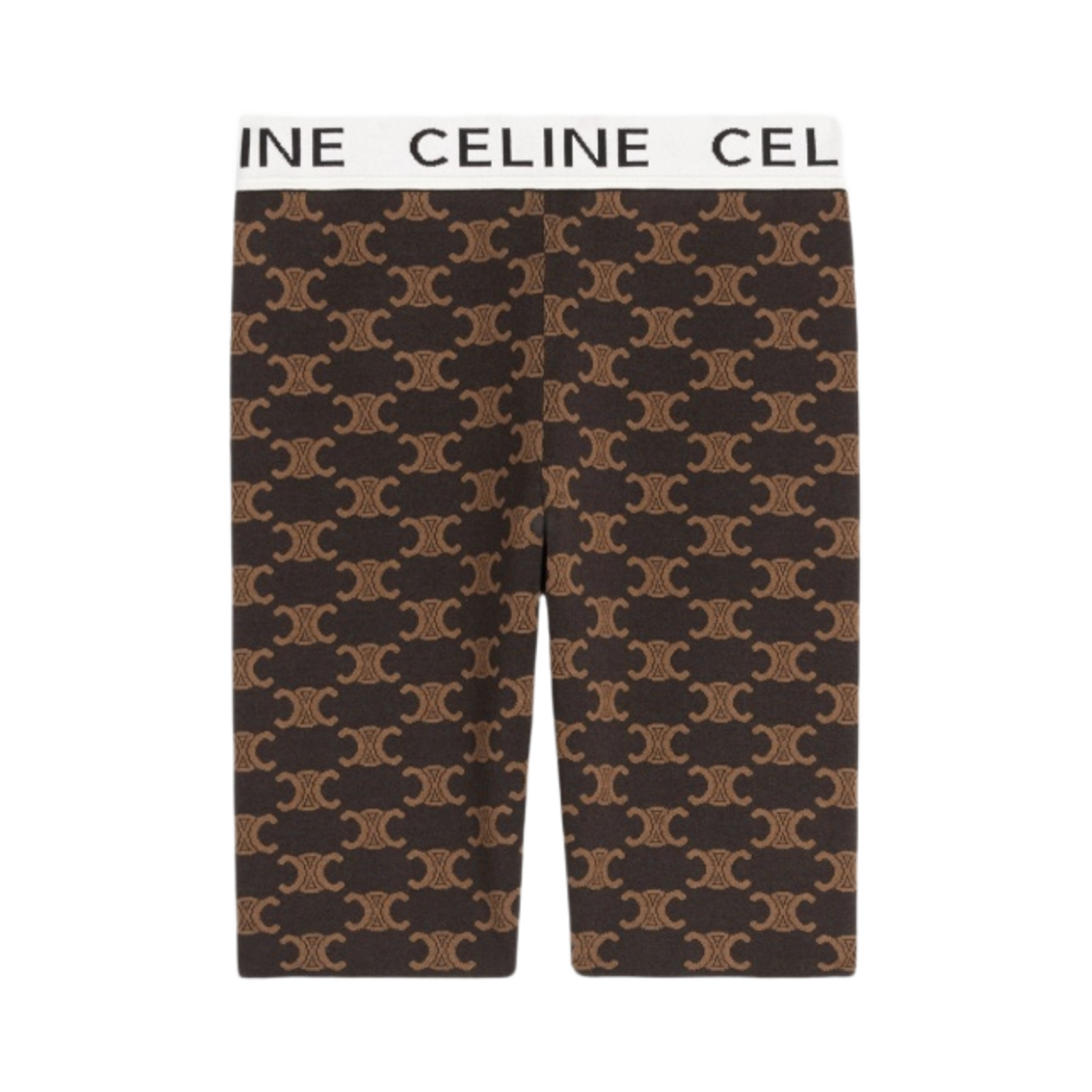 (W) 셀린느 실크 코튼 모노그램 바이커 쇼츠 브라운((W) Celine Monogrammed Biker Shorts in Silk Cotton Brown) - 1