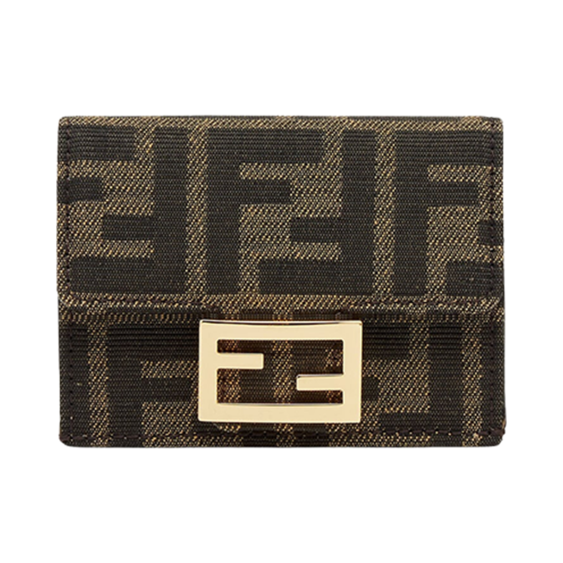 8M0395A98PF0A6E Fendi Micro Trifold Fabric Wallet Brown