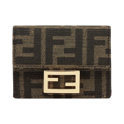Fendi Micro Trifold Fabric Wallet Brown