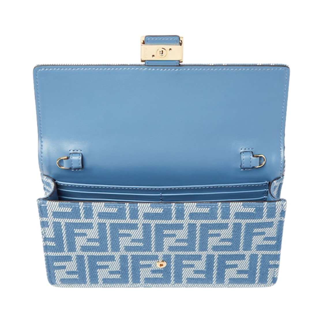 펜디 바게트 FF 자카드 데님 체인 월렛(Fendi Baguette FF Jacquard Denim Chain Wallet Blue) - 2