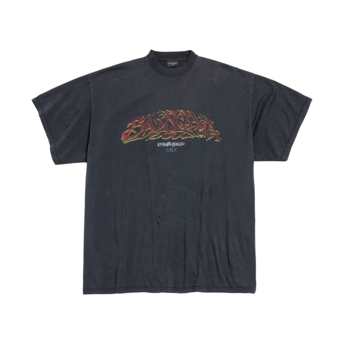 발렌시아가 오프쇼어 오버사이즈드 티셔츠 블랙 페이디드