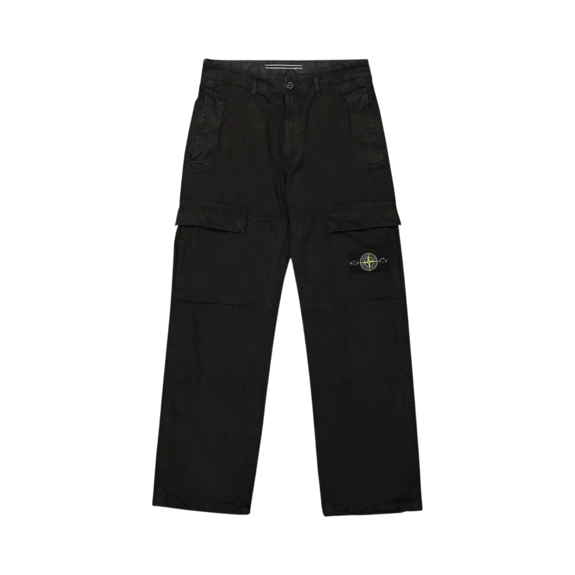 스톤 아일랜드 311WA 올드 트리트먼트 브러쉬드 코튼 캔버스 카고 팬츠 블랙 - 24SS