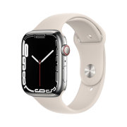 Apple Watch Series 7 45mm Cellular Silver Stainless Steel Case with Sport Band Starlight (Korean Ver.)