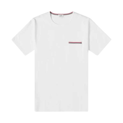 Thom Browne Medium Weight Jersey Tipped Pocket Crewneck T-Shirt White