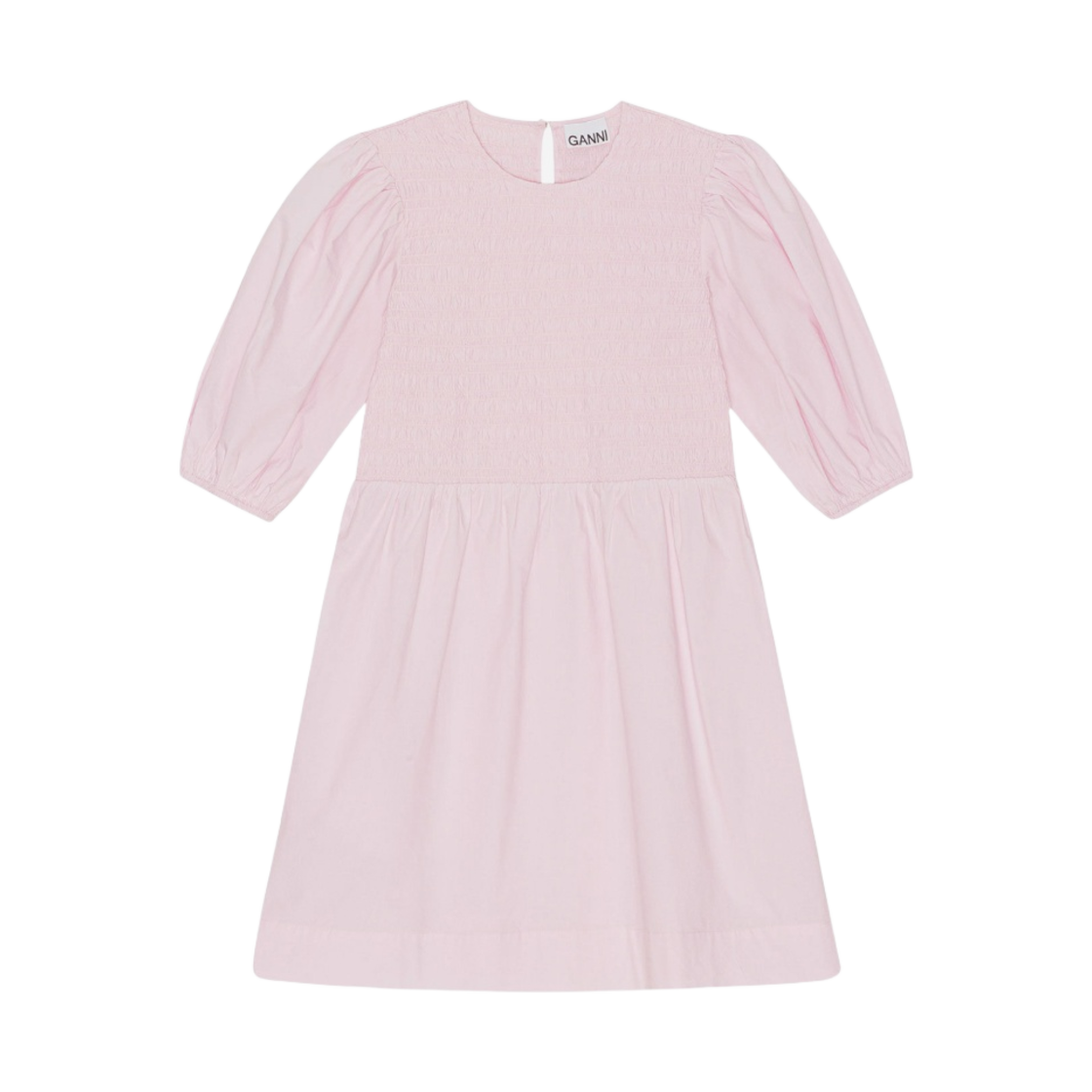 (W) 가니 코튼 포플린 미니 스모크 드레스 라이트 라일락((W) Ganni Cotton Poplin Mini Smock Dress Light Lilac) - 1