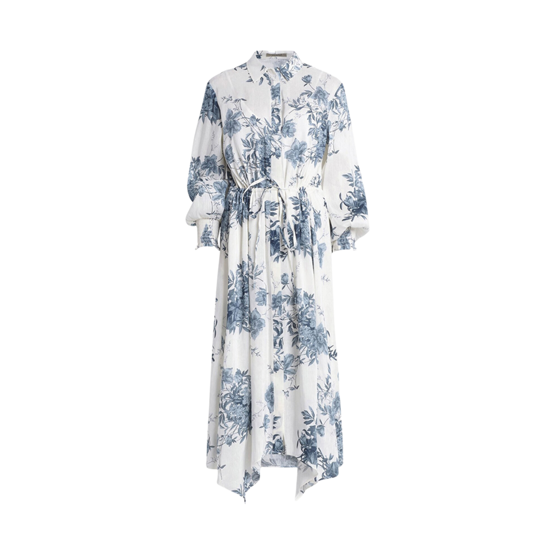 WD629Z (W) All Saints Dekorah Silk Linen Maxi Dress Denim Blue