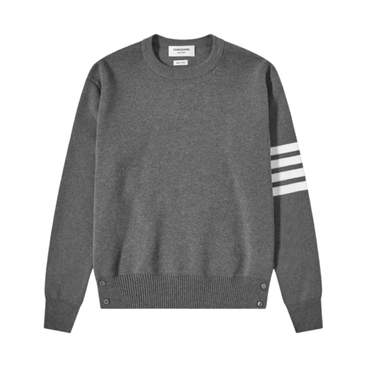 MKA202A-00219-035 Thom Browne Milano Stitch 4-Bar Crewneck Pullover Knit Medium Grey