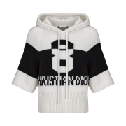 (W) Dior 3/4 Sleeve Hooded Sweater Black White