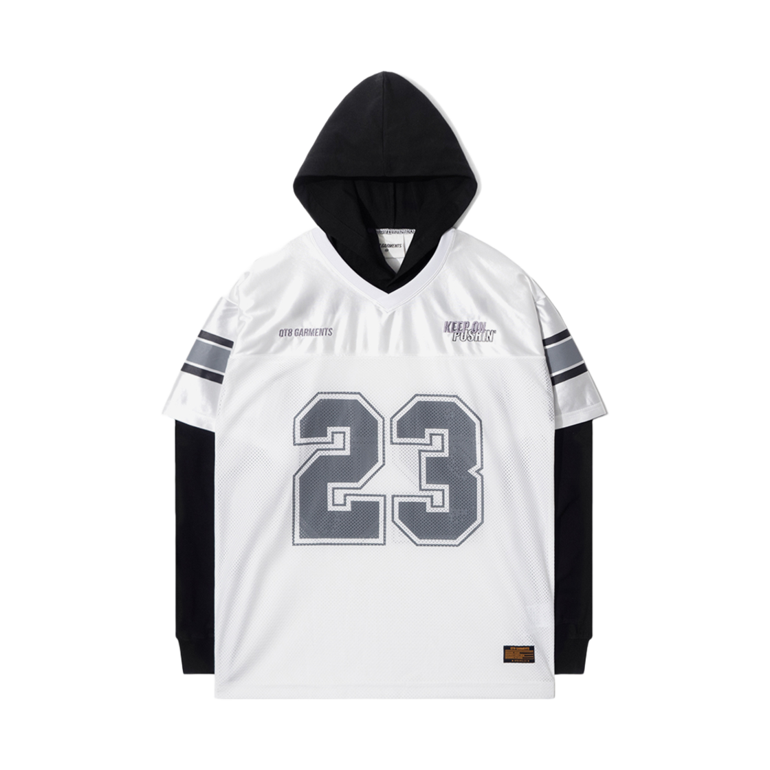 Q4SMTL012IVO QT8 GARMENTS Football Layered Hoodie Jersey Ivory