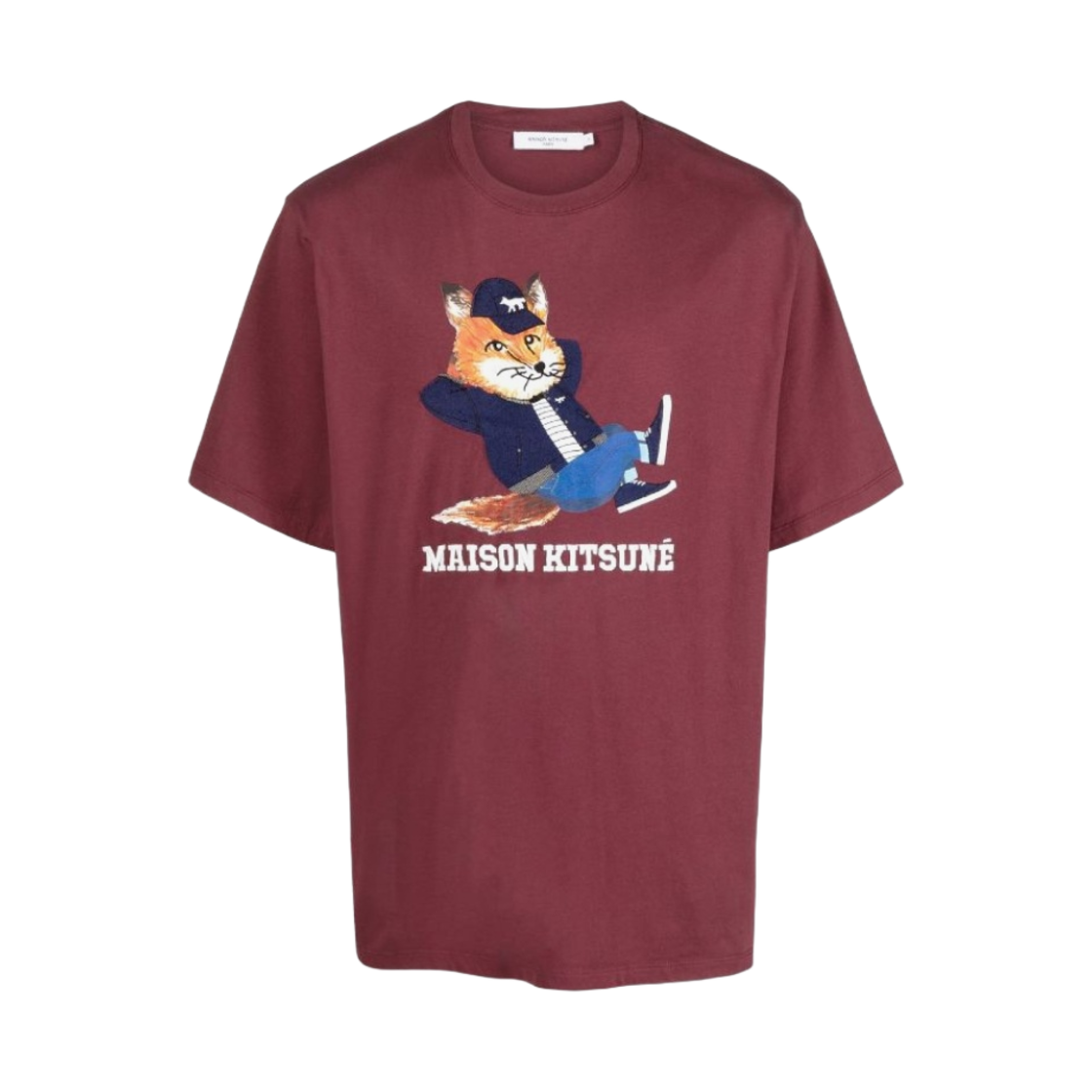 메종 키츠네 드레스드 폭스 프린트 이지 티셔츠 와인 리스(Maison Kitsune Dressed Fox Print Easy T-Shirt Wine Lees) - 1