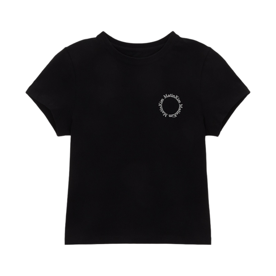 ★Matin Kim★ LOGO CUTTED LAYERED TOP IN BLACK MK2400TS003MB MUSINSA | MATIN KIM LOGO CUTTED LAYERED TOP IN BLACK